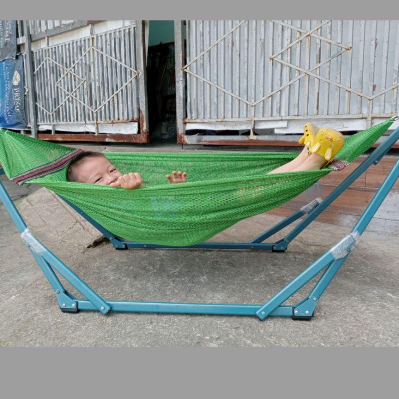 Võng lưới cán thép cho bé, đầu cán thép 40cm chất vải dày rộng phù hợp với khung em bé