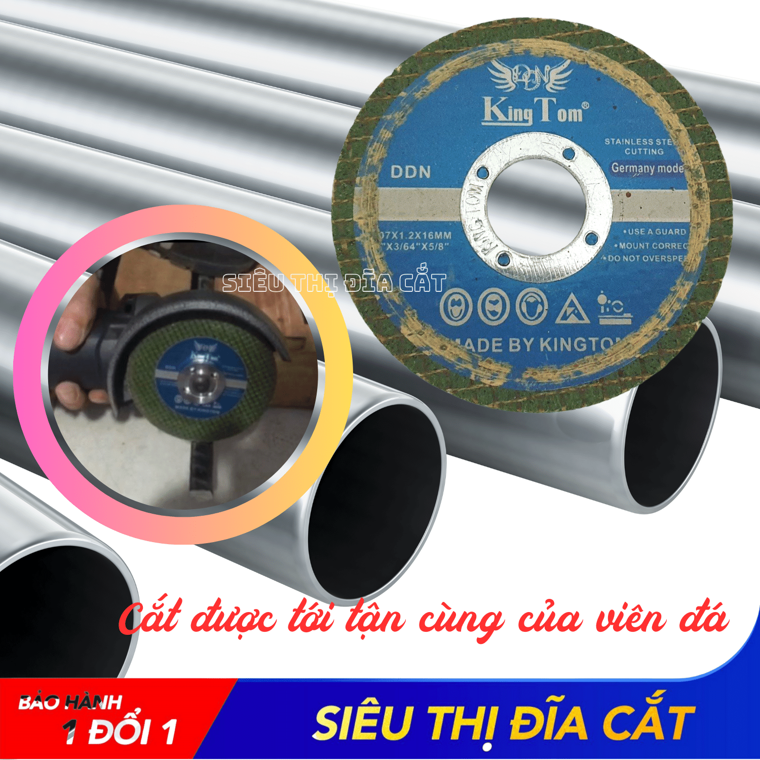 Hộp 50 Viên Đá Cắt Sắt - Inox KingTom Xanh 107 - Bén - Ít Bụi - Giá Siêu Tốt