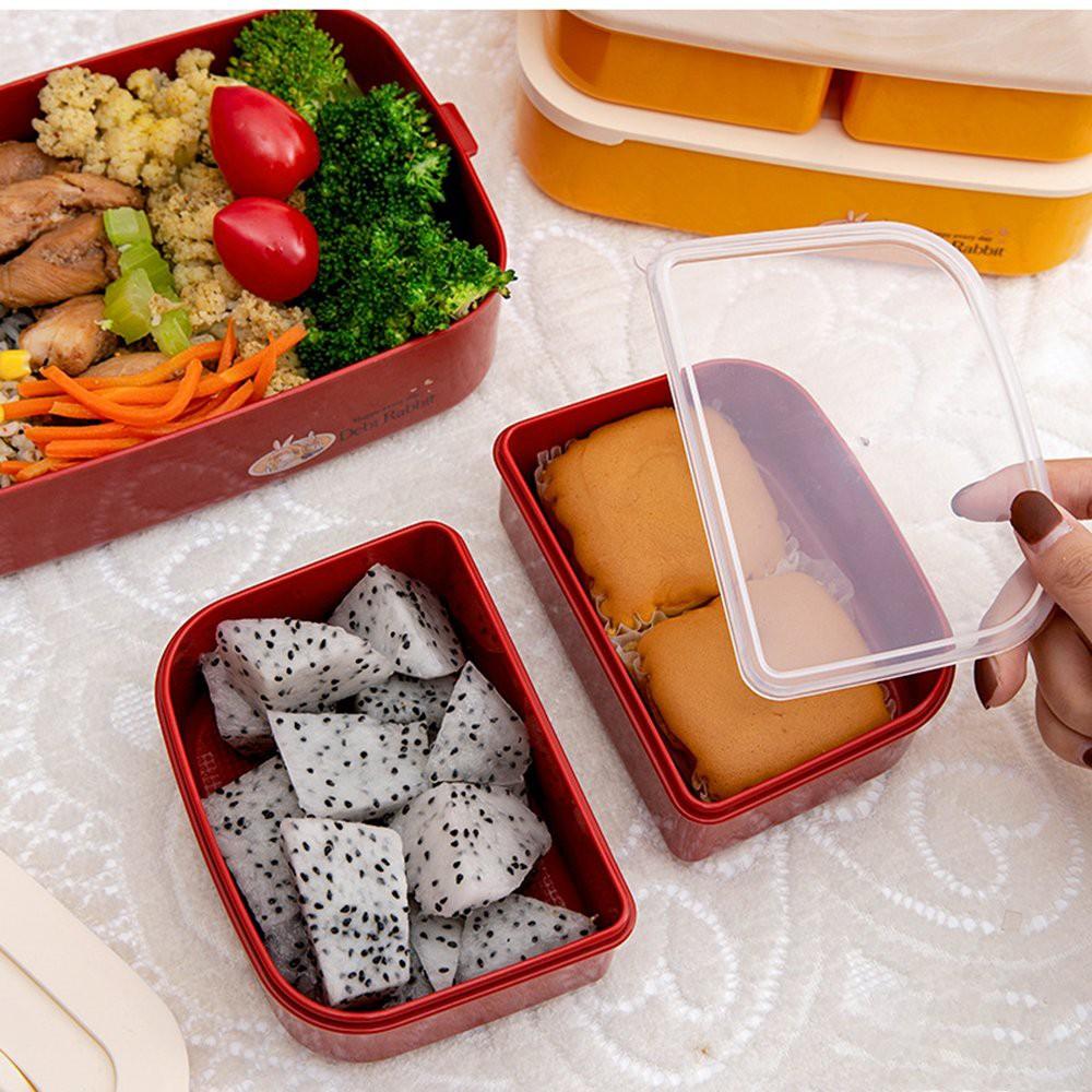 Hộp Cơm Văn Phòng Phong Cách Hàn Quốc 3 Ngăn 2 Tầng Tiện Lợi Hộp Cơm Loại To Kèm Thìa Dĩa đủ màu