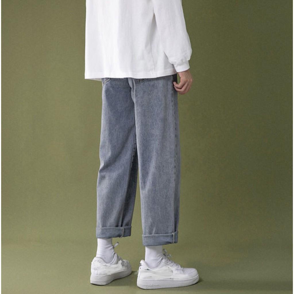 Quần Baggy jean nam ống suông rộng style hàn quốc 2021