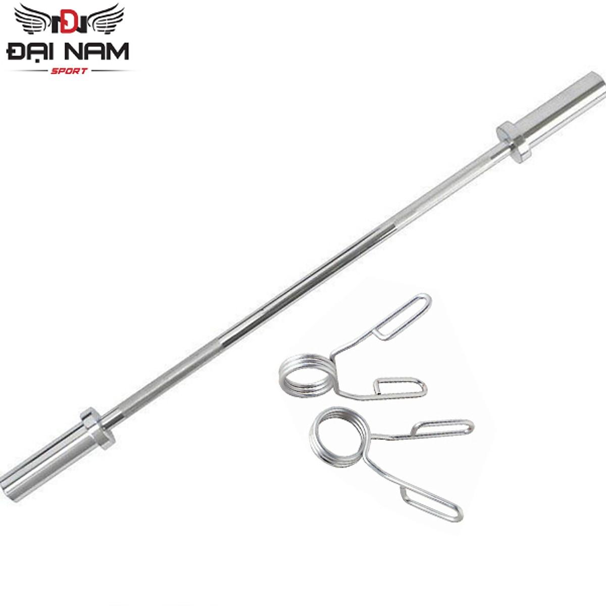 Đòn Tạ Dài 1m2 Inox Phi 50 + Kèm 2 Khóa Tạ