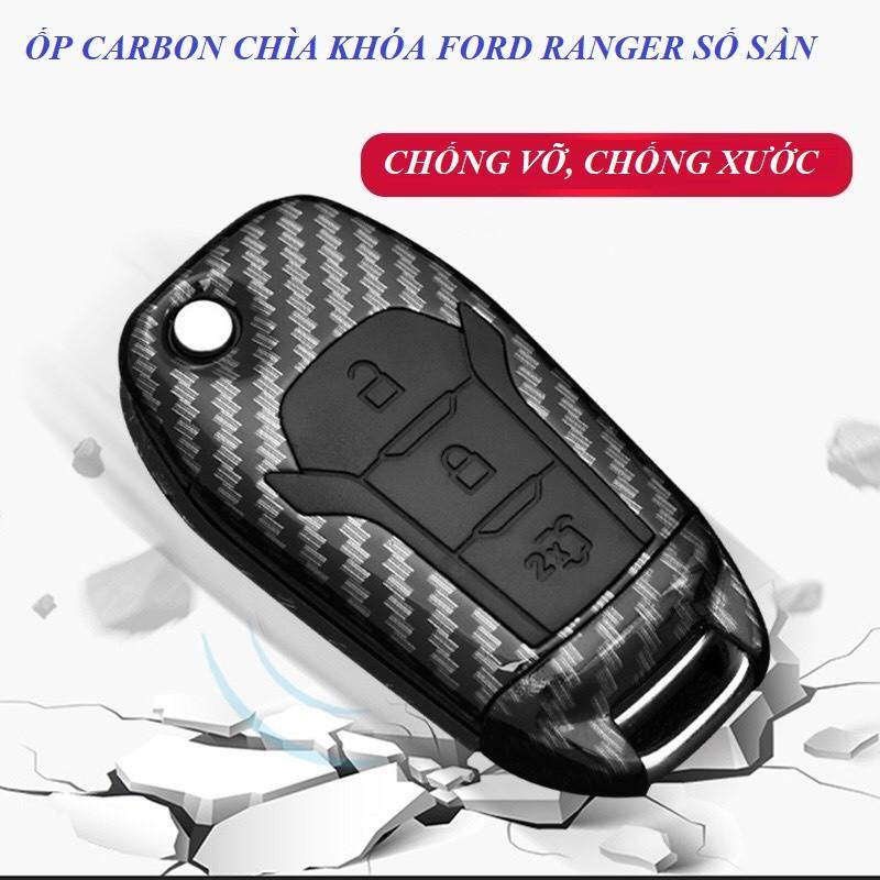 Bao da chìa khóa, bọc chìa khóa carbon, ốp khóa, móc khóa ô tô DÀNH CHO XE Ford ranger, Ford Fiesta