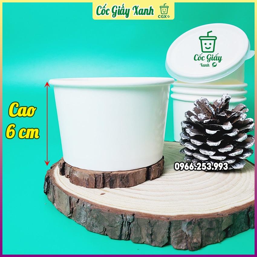 50 Tô Bát Giấy 300ml Trắng Trơn CÓ NẮP, Dùng 1 Lần, Giấy 2 Lớp PE Siêu Dày Dặn, Cứng Cáp