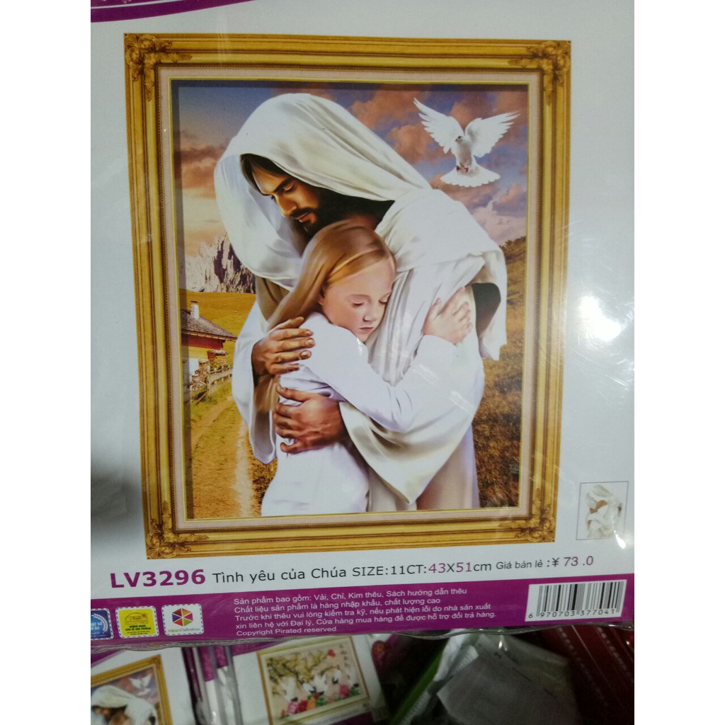 Tranh thêu 3D Tình yêu của Chúa - chưa thêu