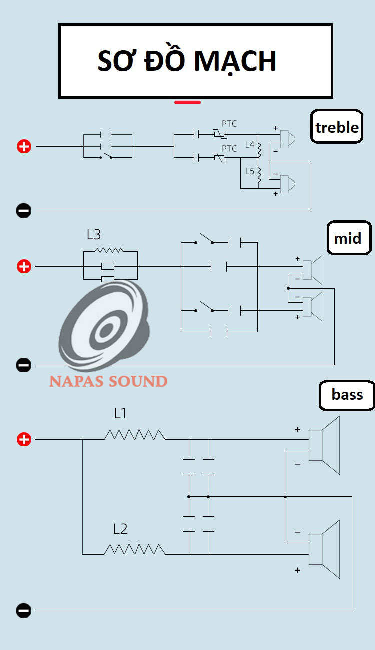 PHÂN TẦN CHO THÙNG LOA ARAY 6 ĐƯỜNG TIẾNG CÓ CHỈNH ÂM - 2 BASS 2 MID 2 TÉP - GIÁ 2 CÁI - MẠCH PHÂN TẦN 6 LOA