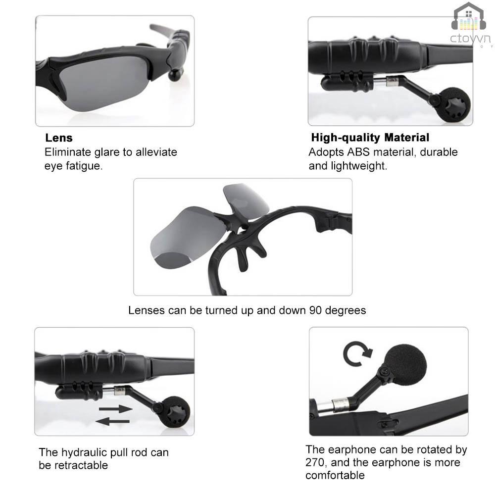 Kính mát tích hợp tai nghe bluetooth thông minh kèm mic dùng khi lái xe/ chơi golf