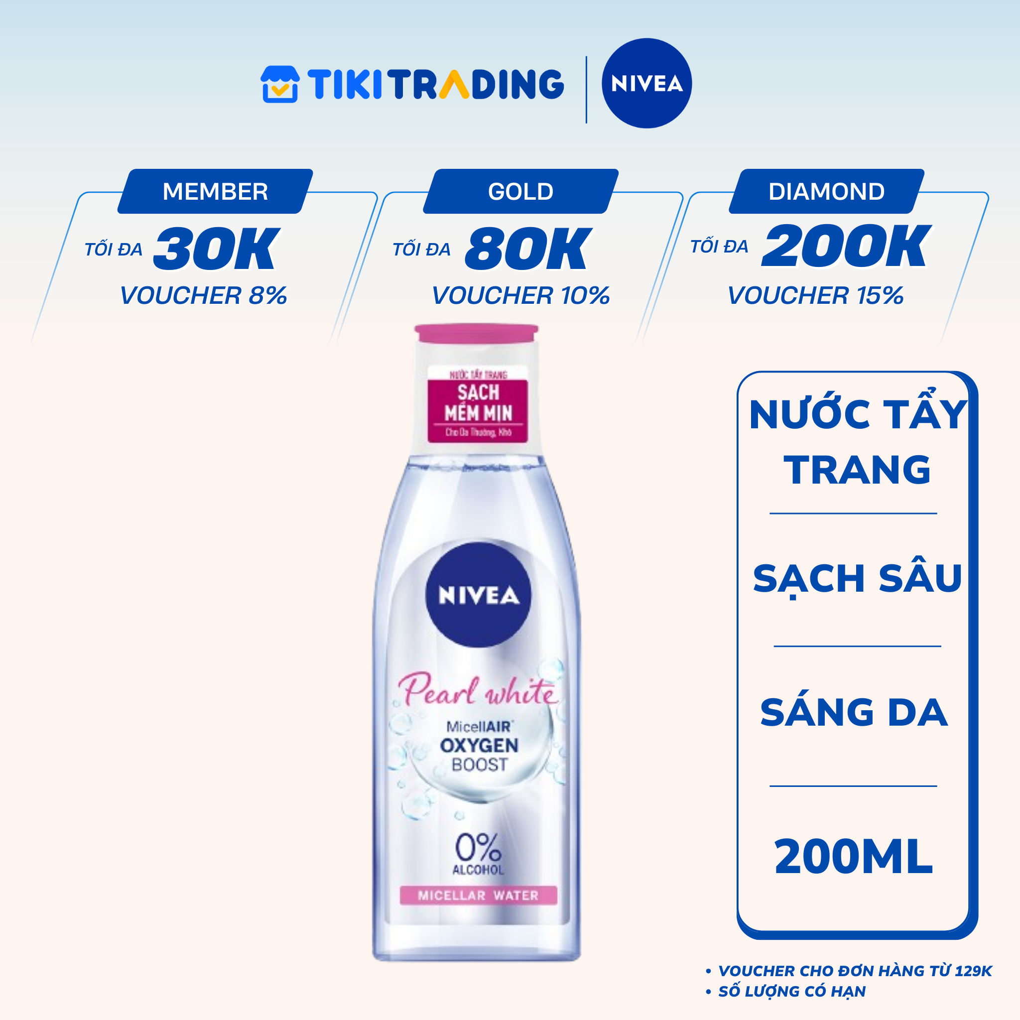 [ND][HSD: 14.05.2027] Nước Tẩy Trang NIVEA Pearl Radiant Sáng Da Sạch Sâu 200ml