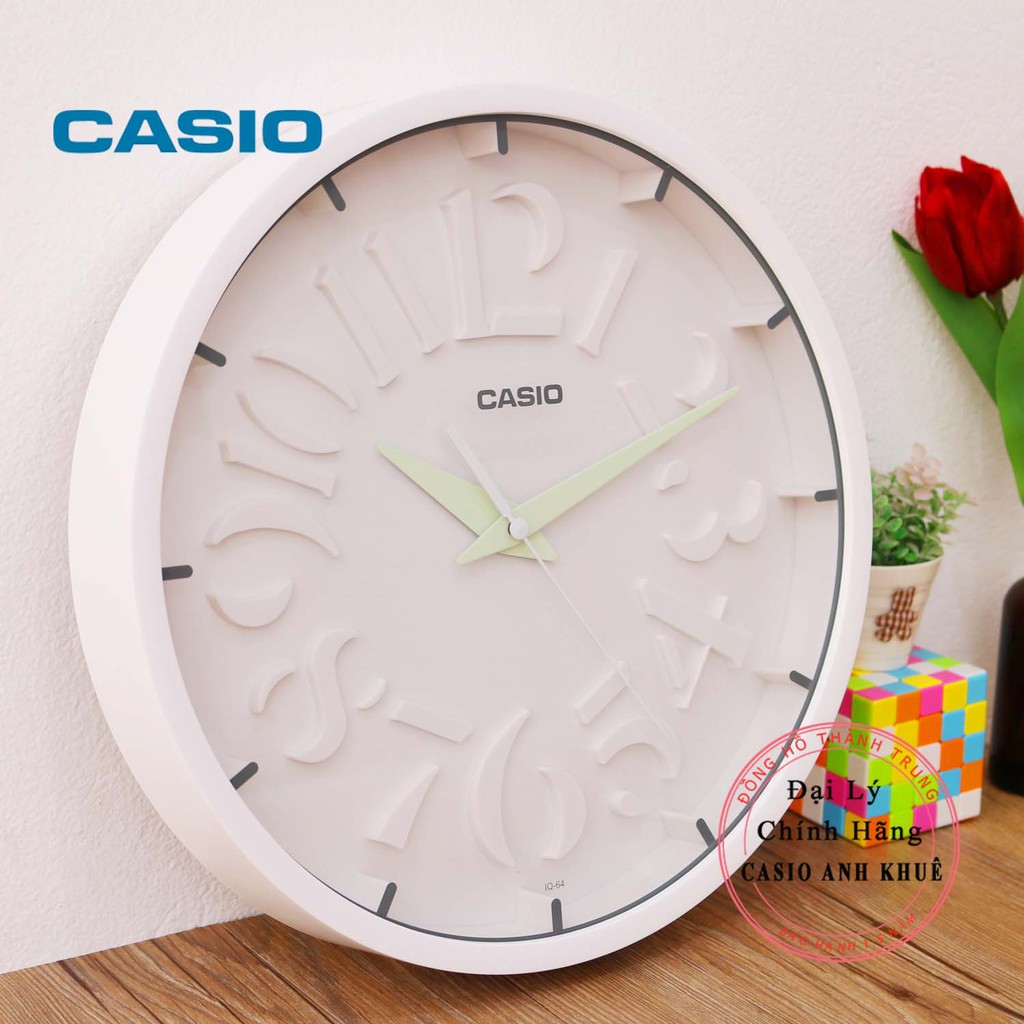 Đồng Hồ Treo Tường Casio IQ-64-3DF Màu Trắng ( Đường Kính 30.5 cm)