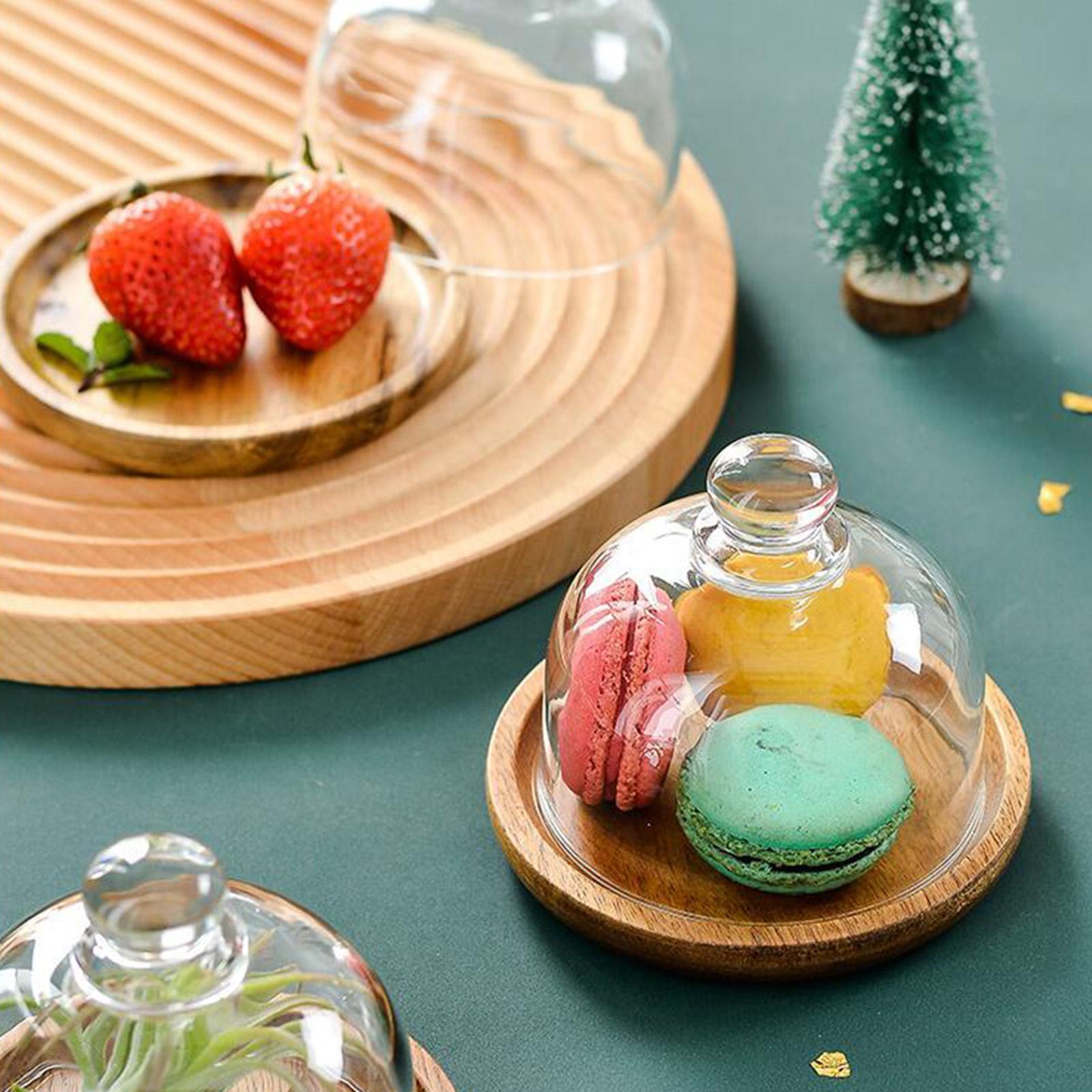 Nordic Glass Cover Serving Tray Cloche Dome Storage Cake Stand Bread Plate M