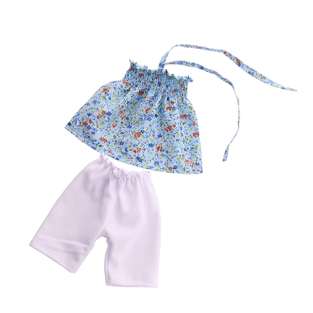 Adorable 18inch Doll Off-shoulder Floral Top Pants for AG American Doll Doll