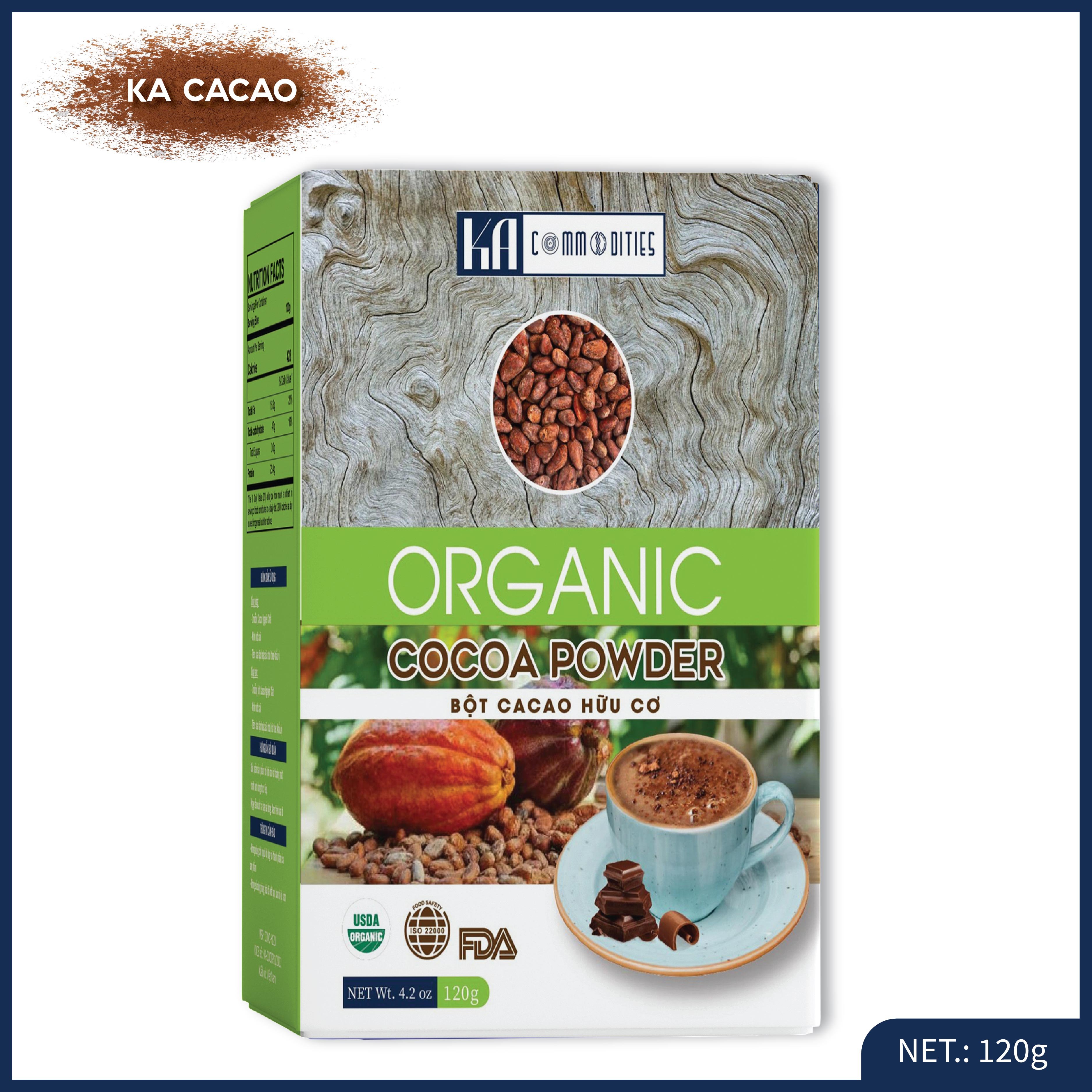 Bột Cacao Hữu Cơ Nguyên Chất KA CACAO - Không đường - Hương vị sôcola tự nhiên, đậm đà - Không hương liệu, phụ gia