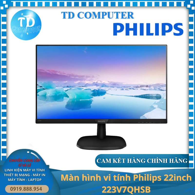 Màn hình Philips 223V7QHSB ~ 22inch (21.5&quot; FHD IPS 75Hz, HDMI+VGA) - Hàng chính hãng Viết Sơn phân phối