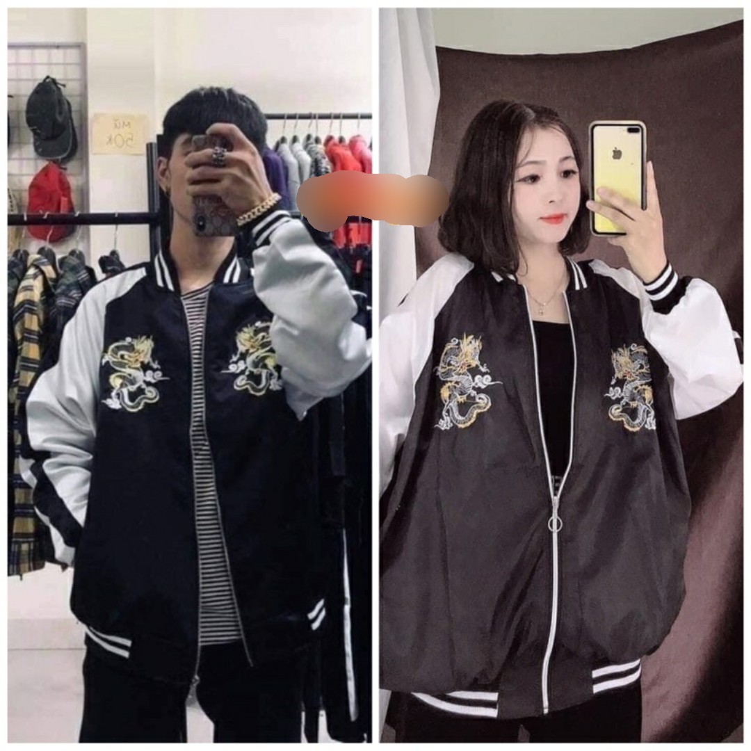 Áo khoác bomber nữ logo thêu rồng , vải gió phong cách trẻ trung Ulzzang hot trend