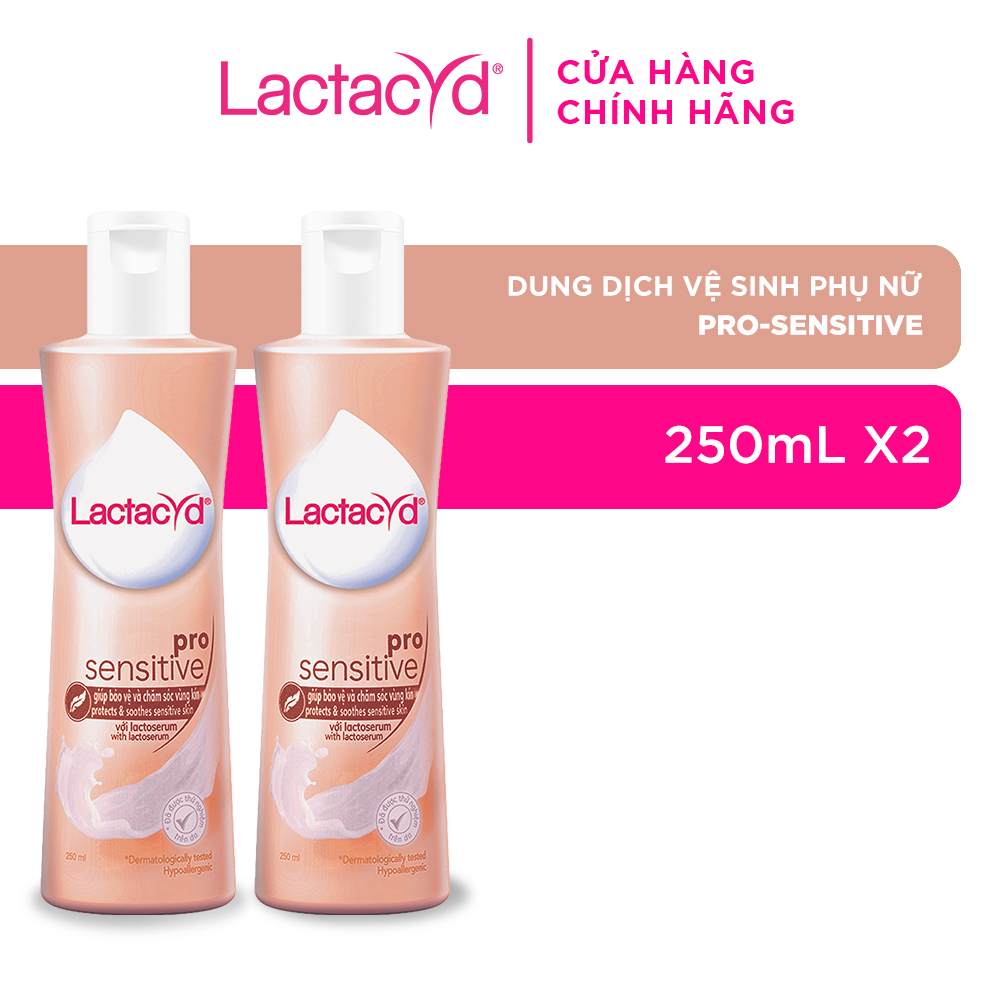 Bộ 2 chai Dung Dịch Vệ Sinh Phụ nữ Lactacyd Pro Sensitive Cho Da Nhạy Cảm 250ml/chai