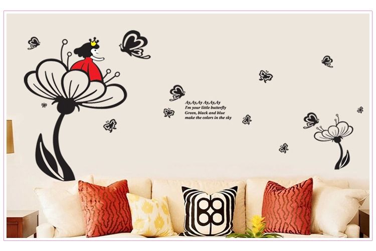 Decal dán tường Cô gái hoa sen trang trí phòng khách,phòng ngủ đẹp