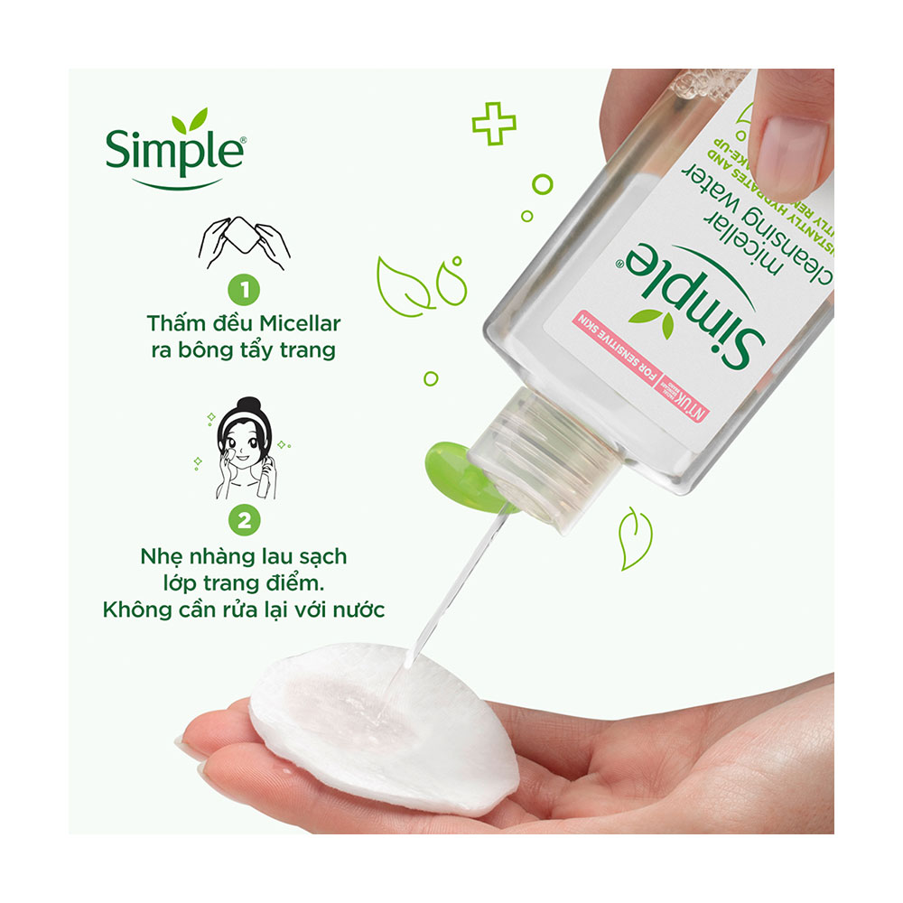 Nước tẩy trang dịu nhẹ Simple Micellar Cleansing Water dành cho mọi loại da