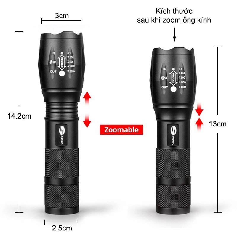 Đèn Pin Cầm Tay Mini Siêu Sáng. Sử dụng Pin sạc Lithium