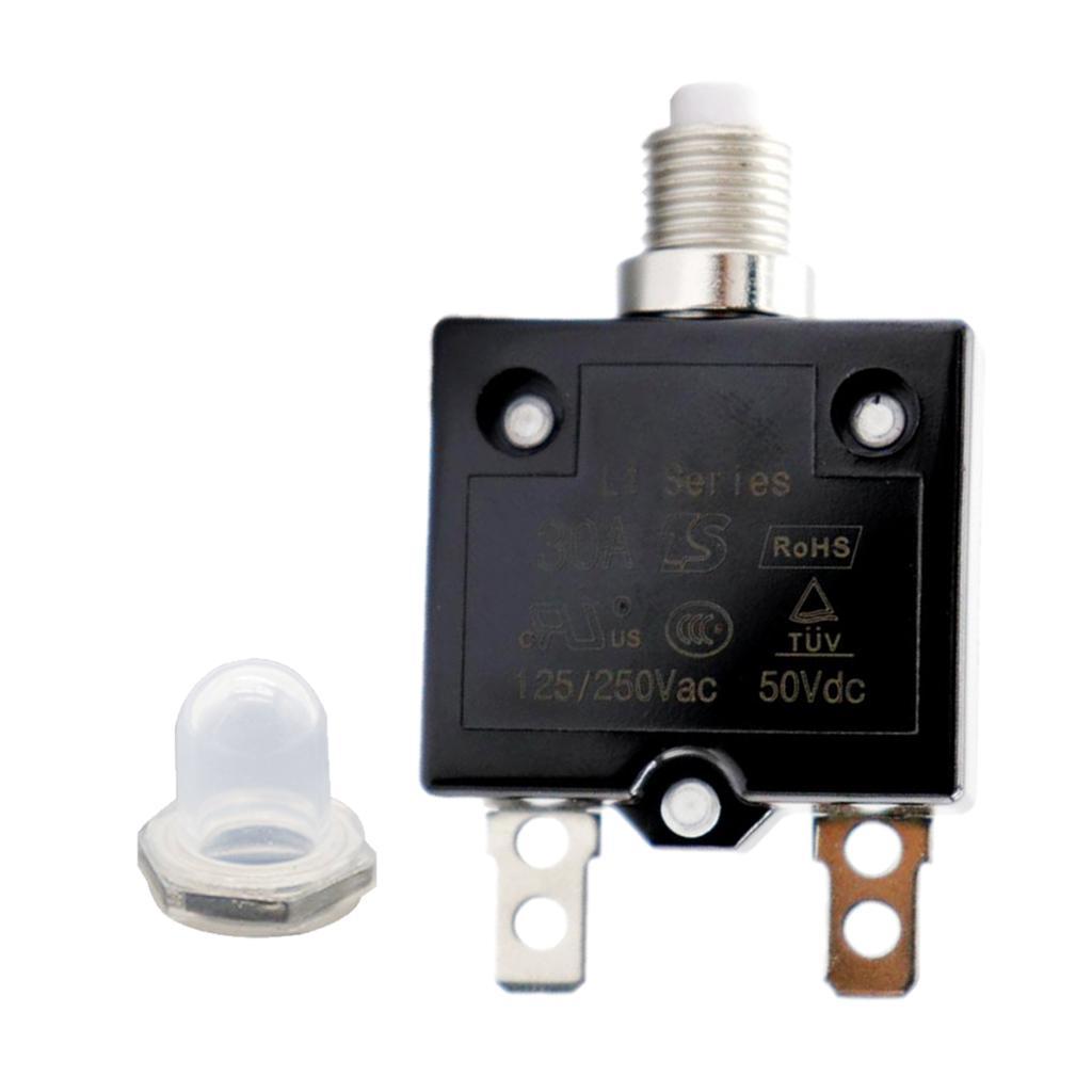 4 Pieces 125/250V 50V DC Circuit Breaker Resettable Overload Switch Fuse