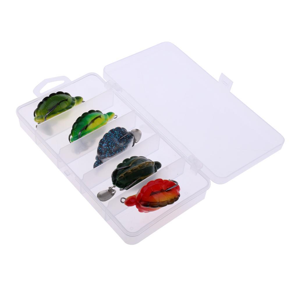 5Pcs Topwater Fishing Lure Hook Baits Crankbait Spinner Tortoise with Spoon