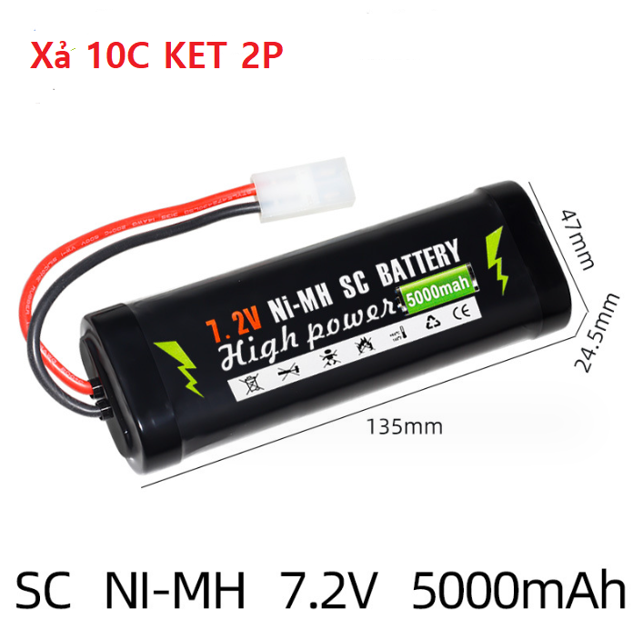 Pin Sạc Ni-Mh 7.2v 5000mah Xả 10C Xe Điều Khiển Thuyền Điều Khiển Henlong