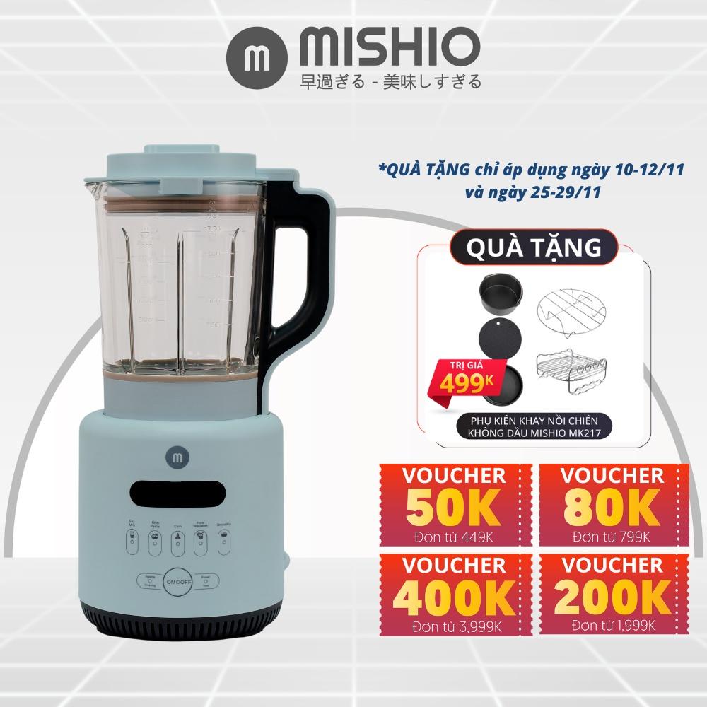 Máy làm sữa hạt, xay sinh tố, nấu cháo dinh dưỡng em bé Mishio cối thủy tinh borisilicate 1.75L