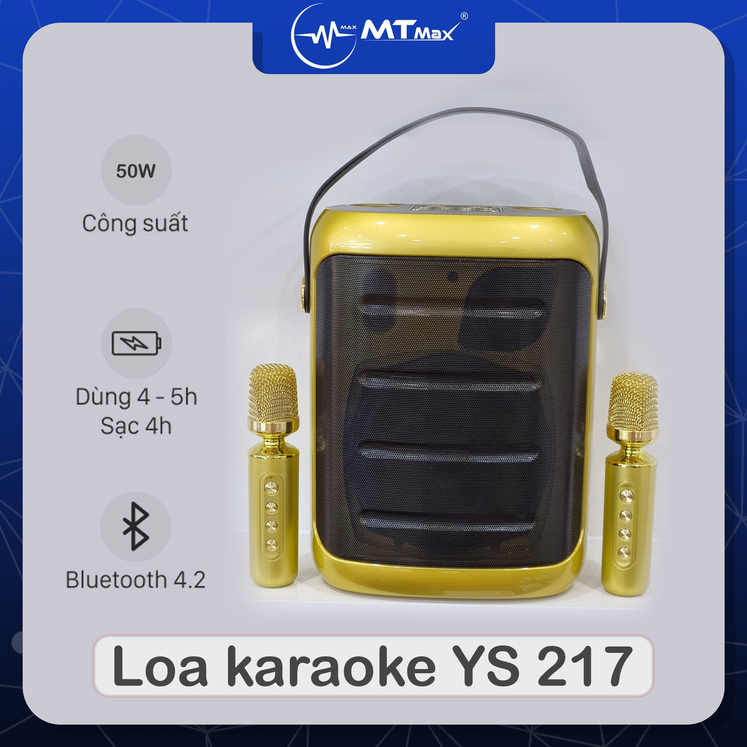 Loa bluetooth có quai xách YS-217 Tặng kèm 2 mic loa còn có hiệu ứng đổi giọng, điều chỉnh echo, reverb