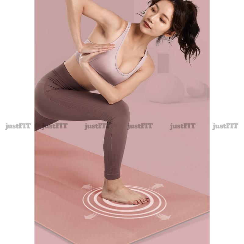 Thảm tập yoga chống trượt justFIT tập gym, định tuyến tập yoga, thể dục tại nhà cao cấp cao su non TPE dày 6mm 8mm