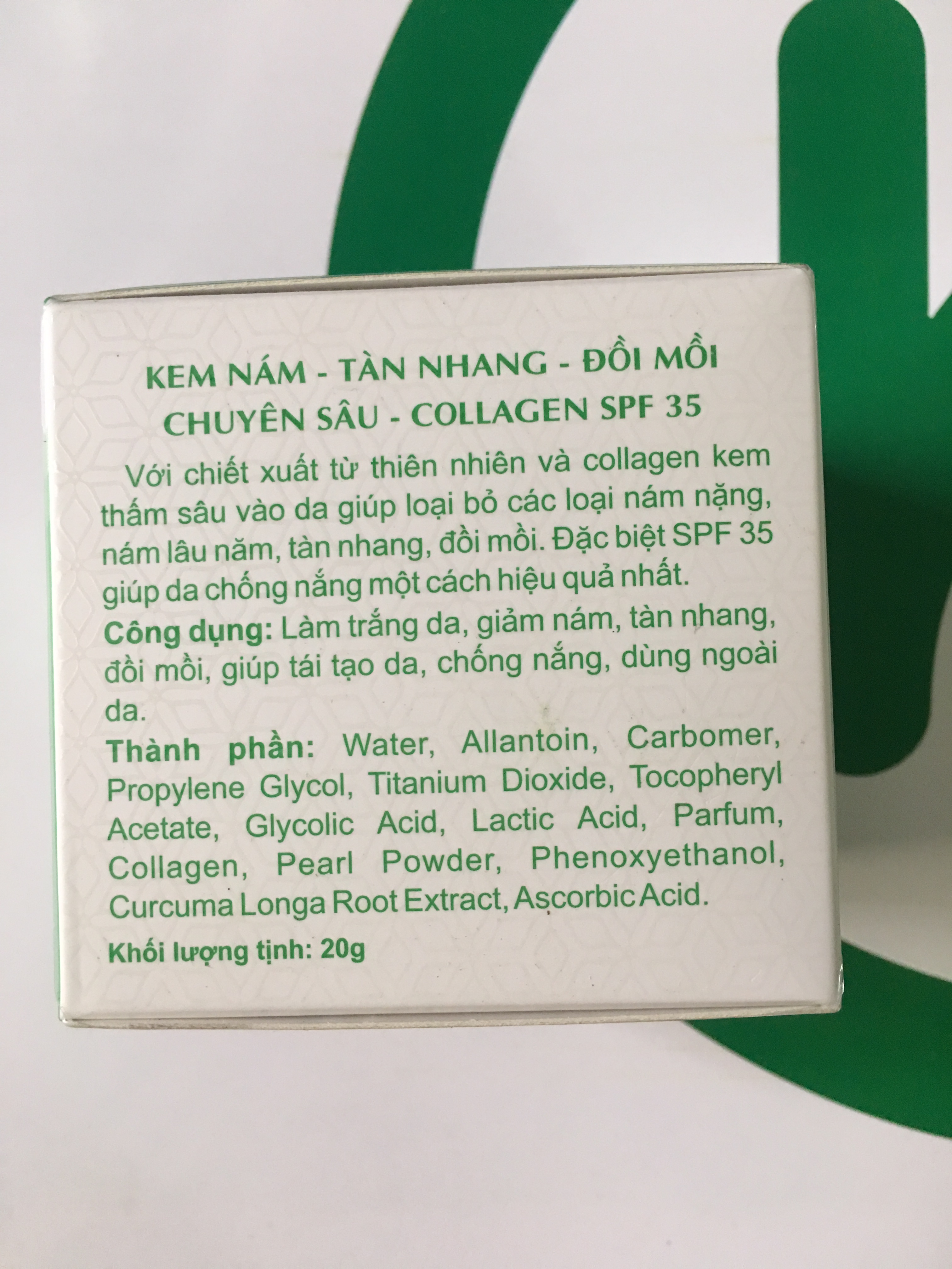 KEM NÁM – TÀN NHANG – ĐỒI MỒI CHUYÊN SÂU – COLLAGEN SPF 35-KIYOMI-20GR