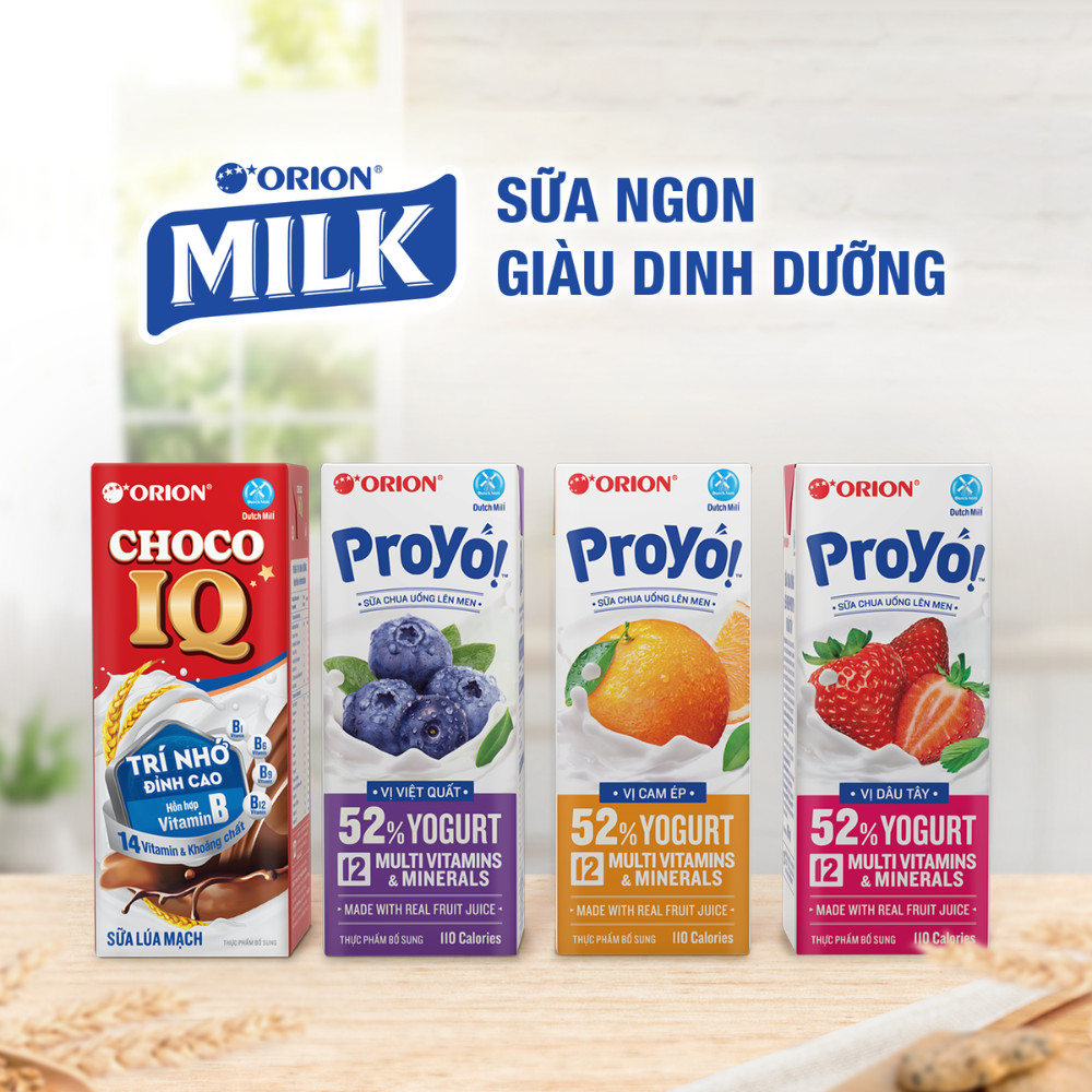 Lốc 4 hộp Sữa Chua Uống ORION ProYo vị Dâu Tây 180ML