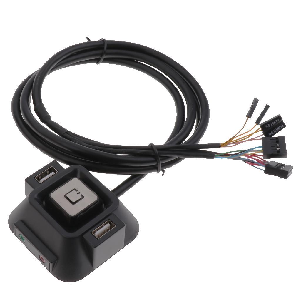2-3pack Desktop PC Computer Power Switch & USB Port Reset Button&3.5mm Audio