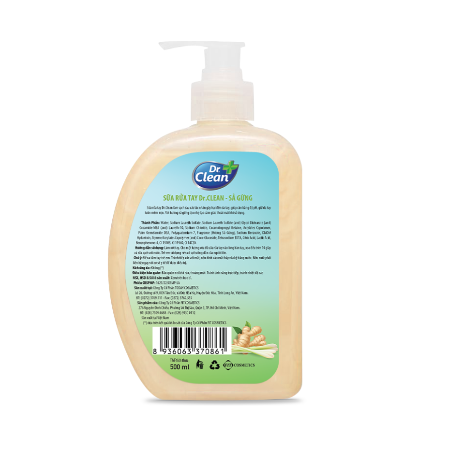 Sữa Rửa Tay Dr. Clean - Sả Gừng Mẫu Mới