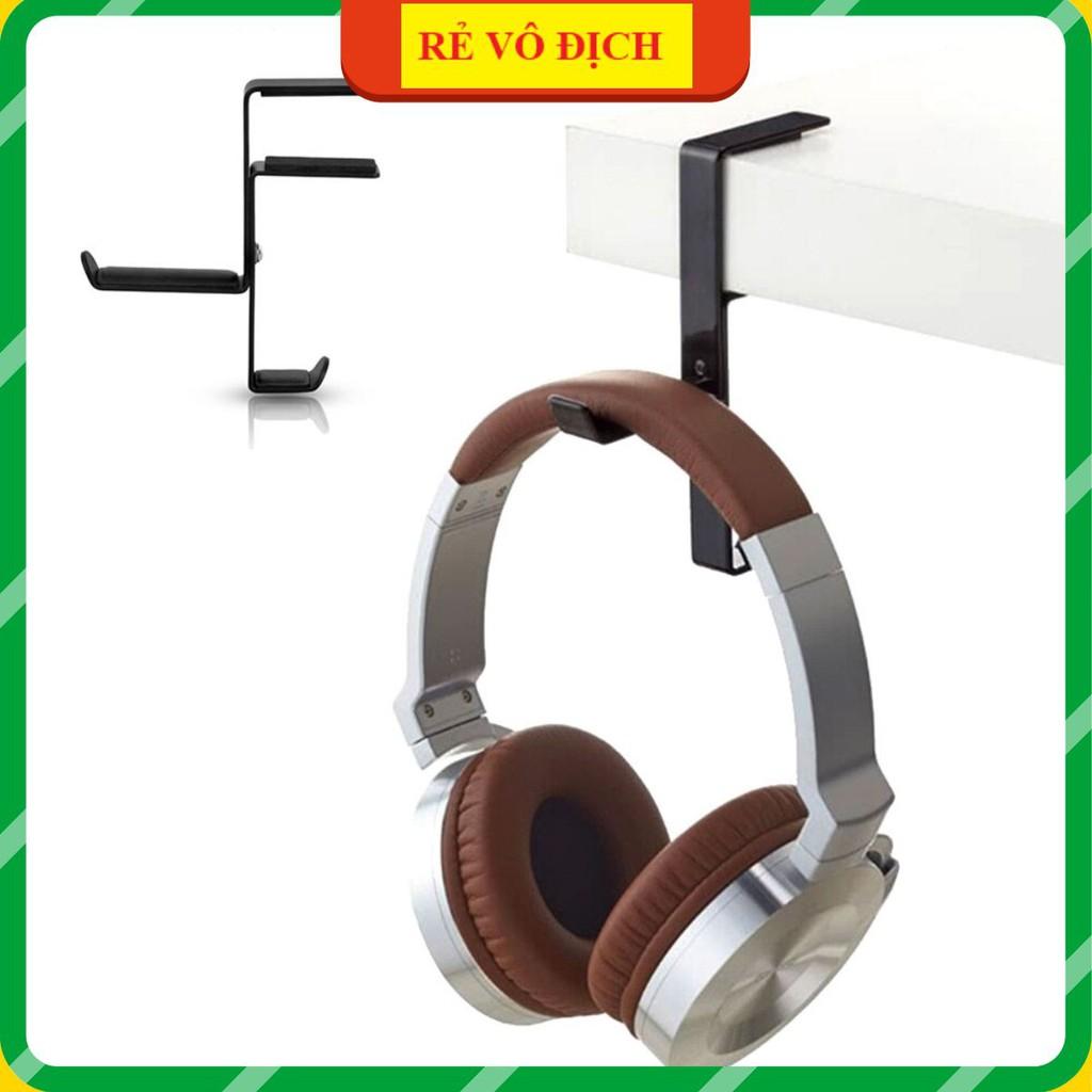 Kệ treo tai nghe chụp đầu cạnh bàn tiết kiệm không gian treo móc được cả hai chiều tiện lợi.