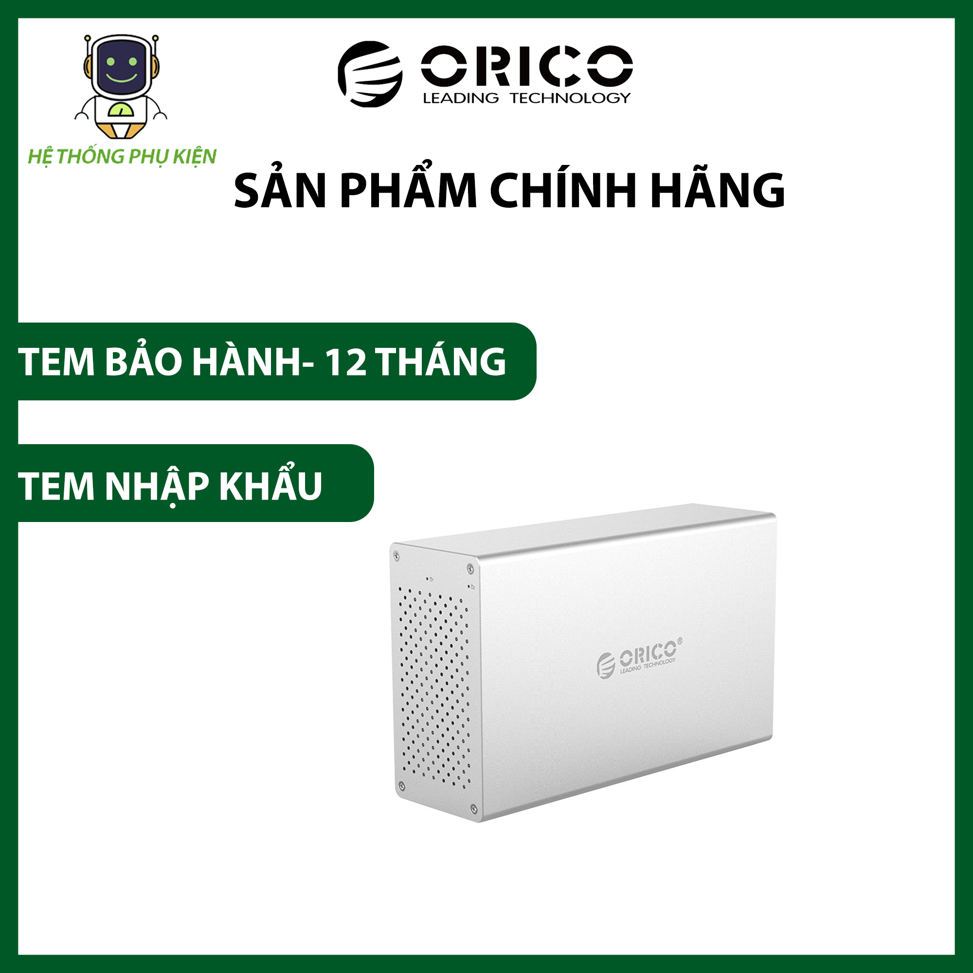 Hộp ổ cứng ORICO WS200RU3 3.5&quot; 2 khe cắm SATA 3 USB 3.0 Type B- Hàng Chính Hãng