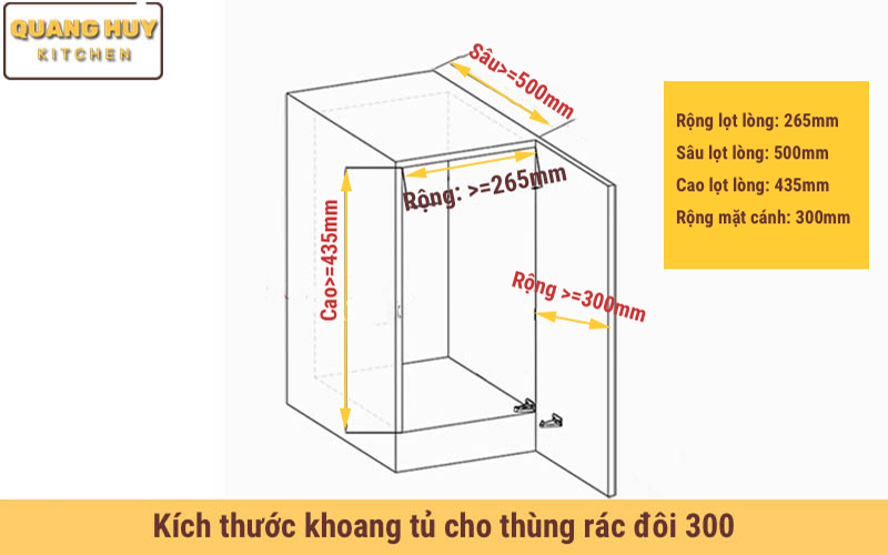 Thùng rác đôi âm tủ bếp hoặc gắn cánh tủ bếp thương hiệu Grob lắp đặt dễ dàng