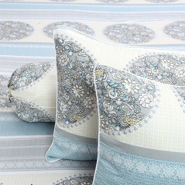 Bộ Drap Cotton Vải Áo Gối Chần Gòn-trống đồng xám