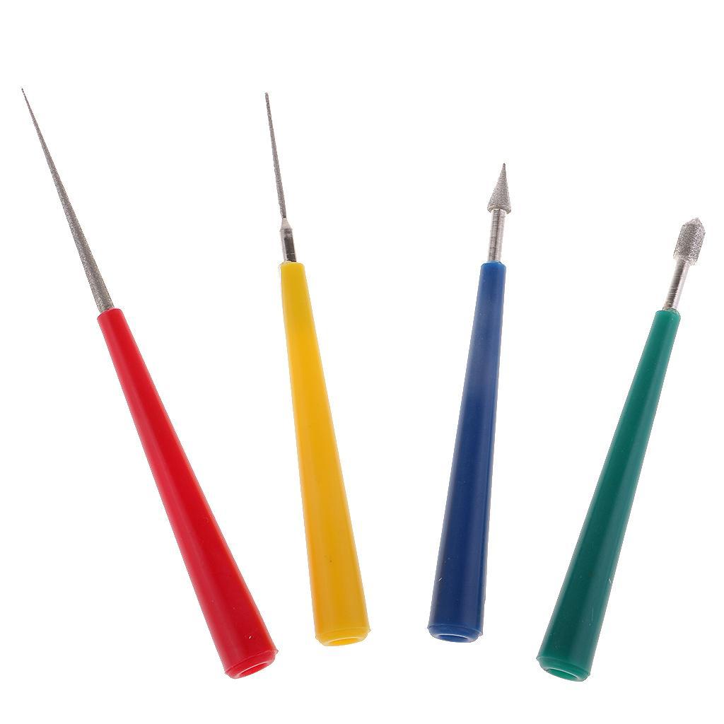 2X 4 Pieces Bead Reamer Set Jewelry Craft Tool Metal Glass Stone Polish