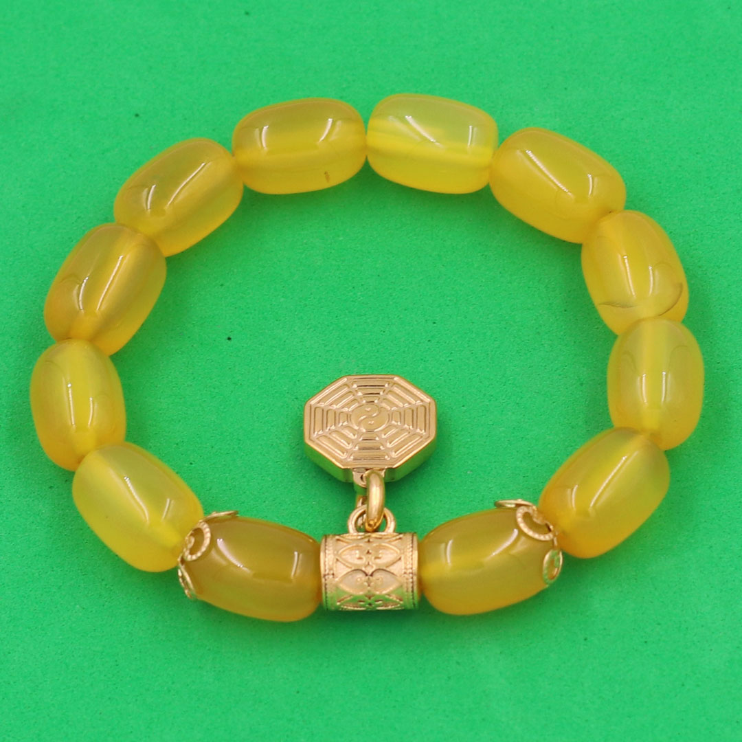 Vòng tay thạch anh vàng bầu bát quái VTAVBBQHKV12