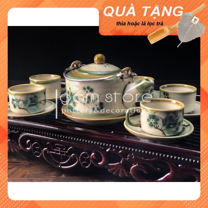Ấm trà dáng trúc vẽ tay chén lớn