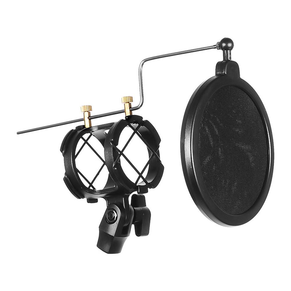 Microphone Stand 2-in-1 Mic and Smartphone Clip Holder Desktop Microphone Flexible Hose Support for Live Streaming