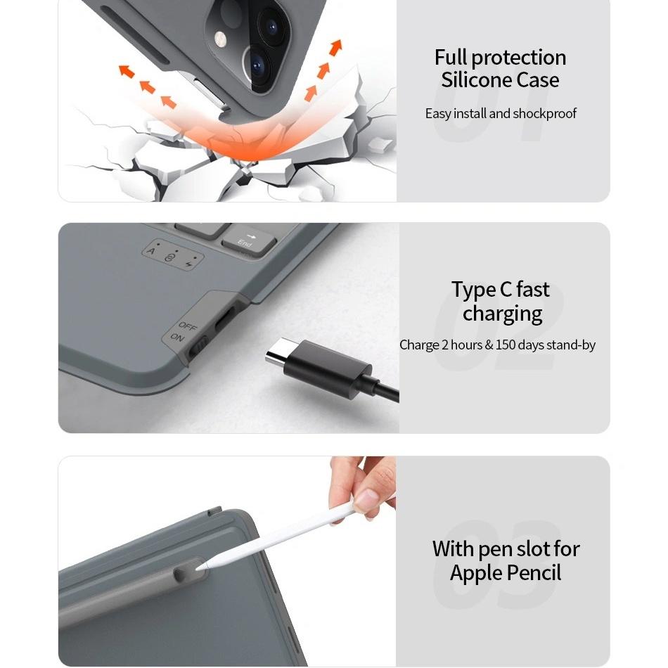 Bao da bàn phím WIWU Combo Touch Keyboard cho IPad Gen 10 2022 Pro 11 inch / M1 / M2 , Air 4 / 5 , Gen 9 10.2 inch - Hàng chính hãng