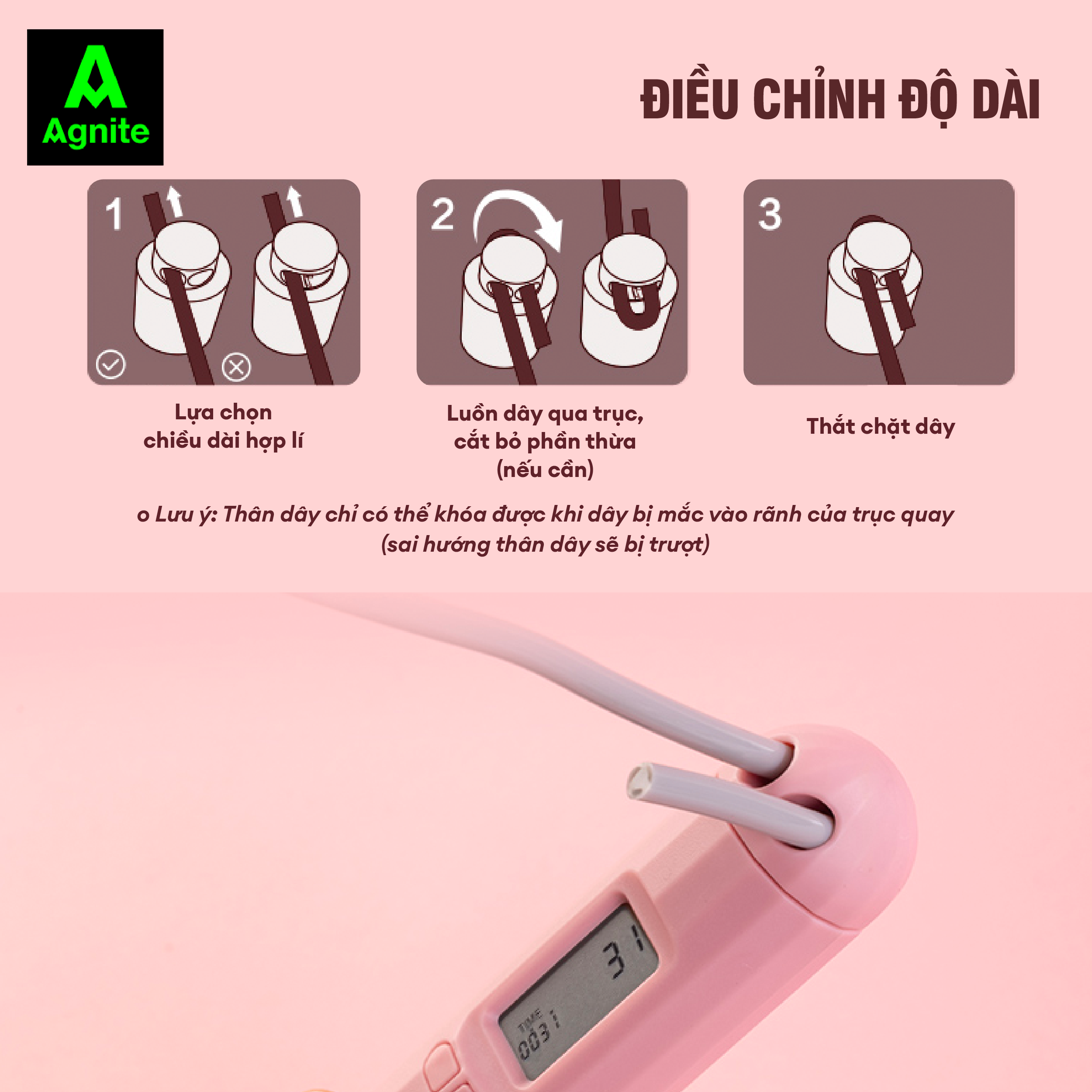 Dây nhảy đếm số điện tử Agnite tích hợp 3 chế độ - thiết kế thông minh nhỏ gọn - luyện tập thể thao tại nhà
