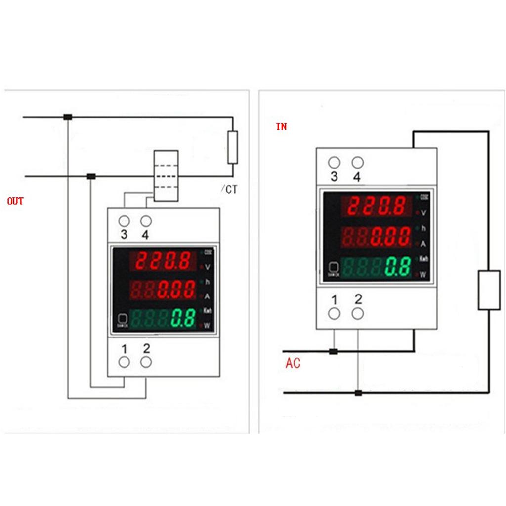AC Display Meter, 100A Voltage Current Power Monitor Ammeter Voltmeter Multimeter Tester LCD Volt Amp Watt Detector Reader Panel