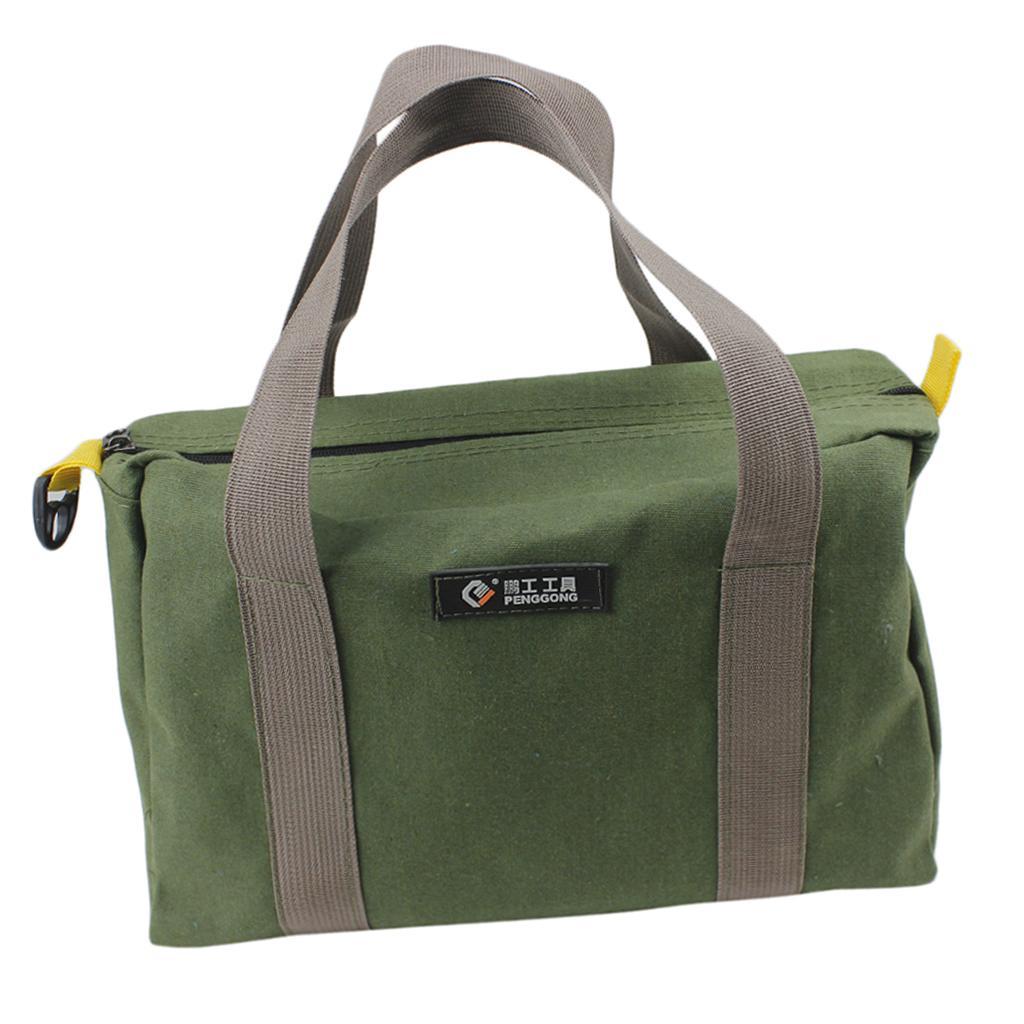 3x 12" Canvas Tool Bag Functional Green Multipurpose Toolkit Storage Tote