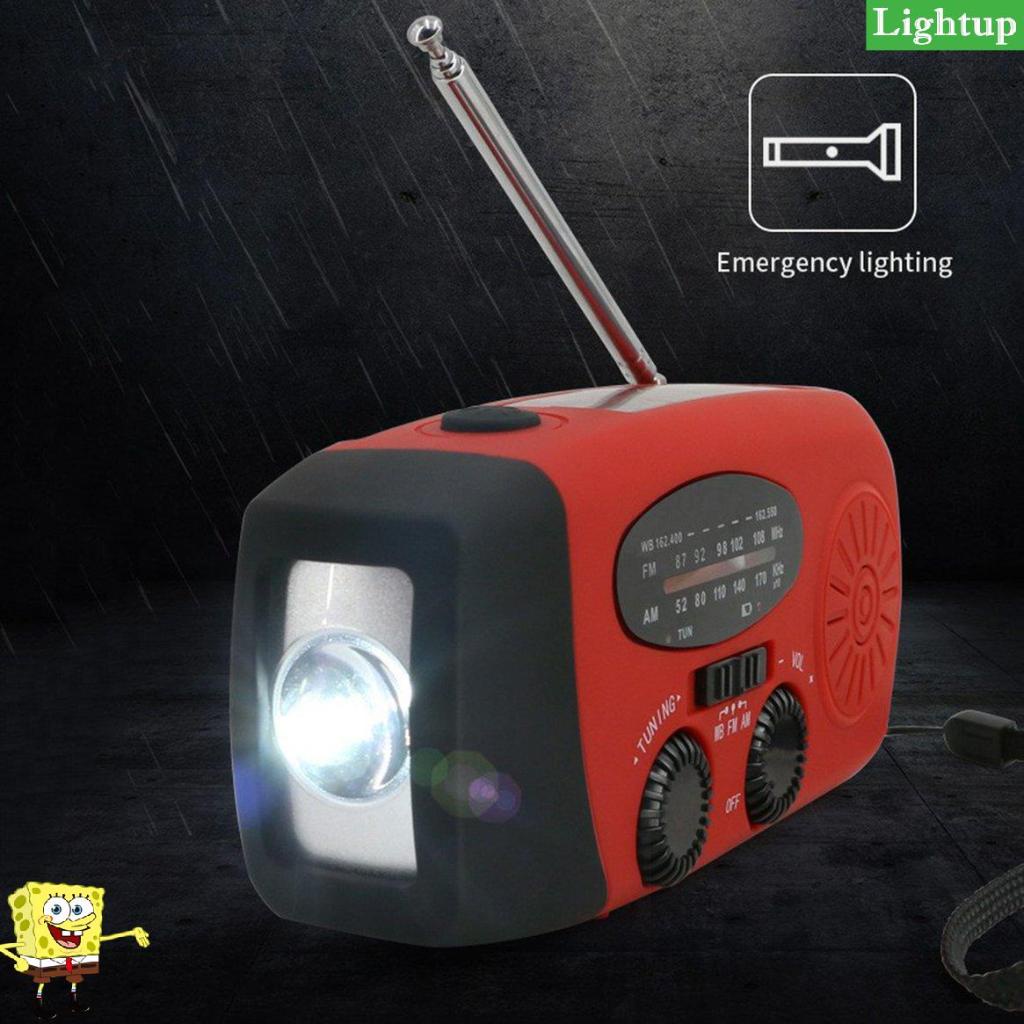 Đài  FM/AM sạc năng lượng mặt trời hoặc bằng tay quay Dynamo, tích hợp Đèn pin LED