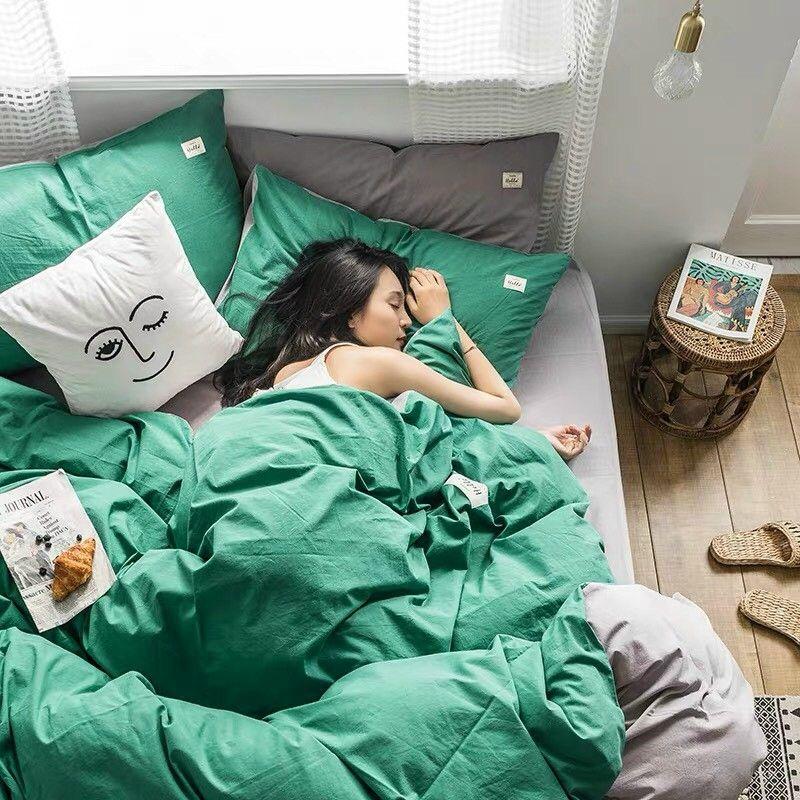 Bộ chăn ga cotton tc 5 món nhập khẩu nhiều màu