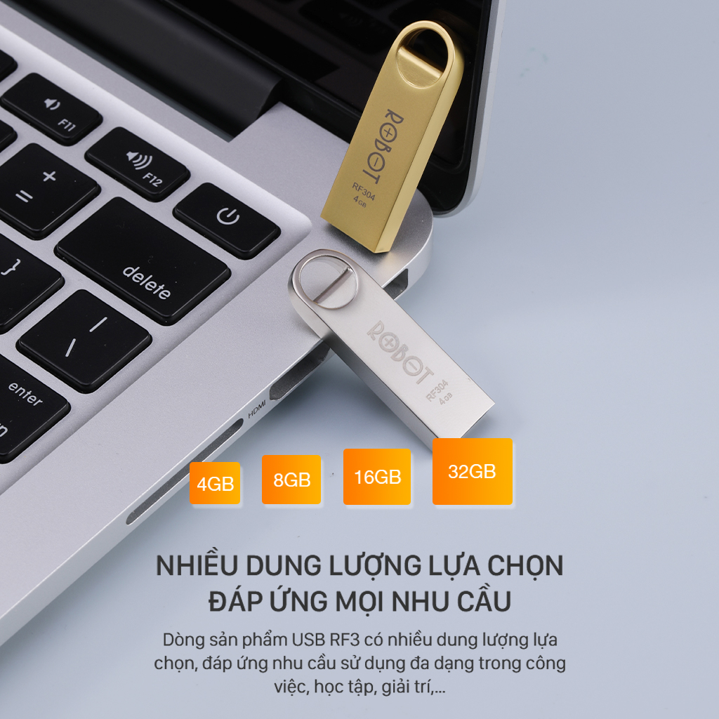 USB Thiết Bị Lưu Trữ  Vỏ Kim Loại Sang Trọng- ROBOT 16GB/32GB - Hàng Chính Hãng