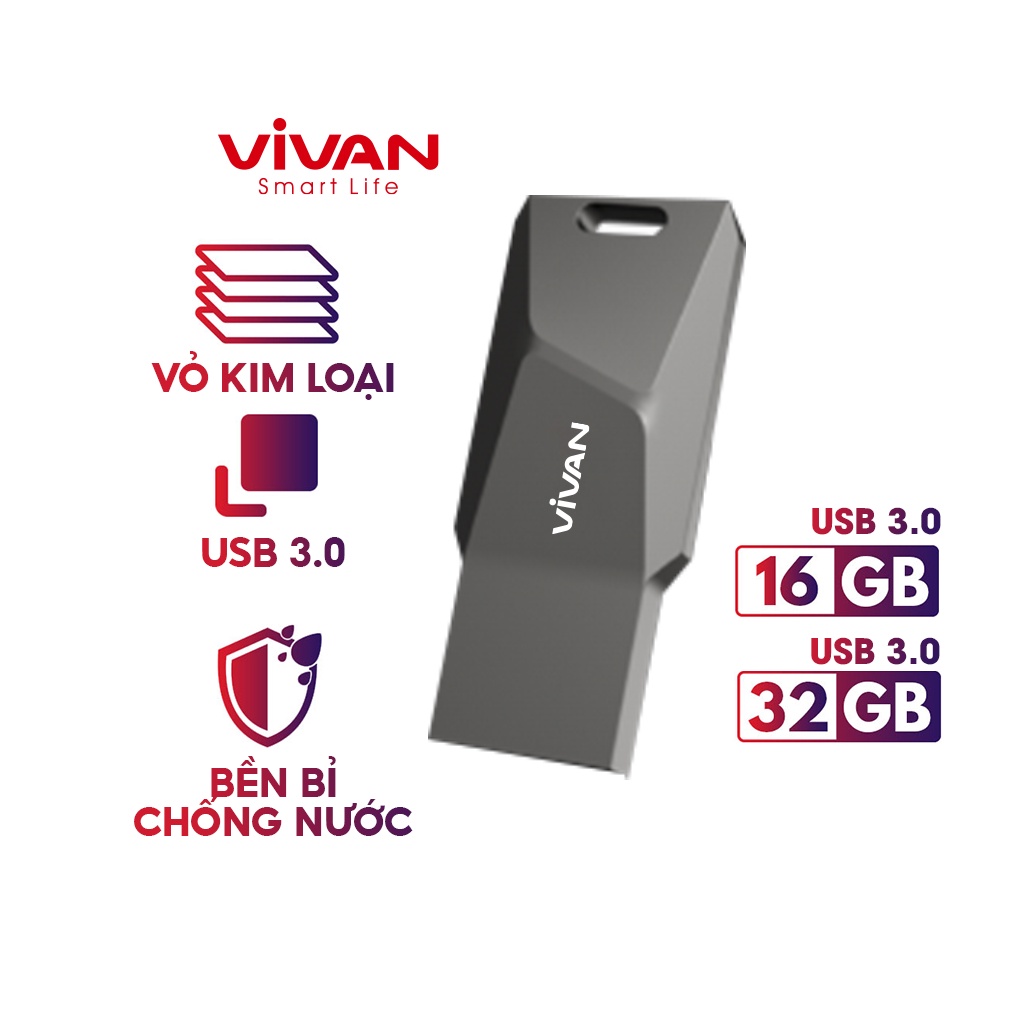 Thiết Bị Lưu Trữ USB 3.0 16GB/32GB VIVAN VMF516/VMF532 Chất Liệu Kim Loại Cao Cấp - Hàng Chính Hãng