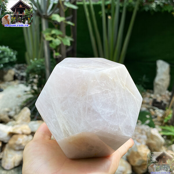 Mua đá 12 mặt thạch anh hồng tự nhiên, giá tốt NHA SAN QC1208 - 1.44 Kg ((ĐK: 11.5cm)