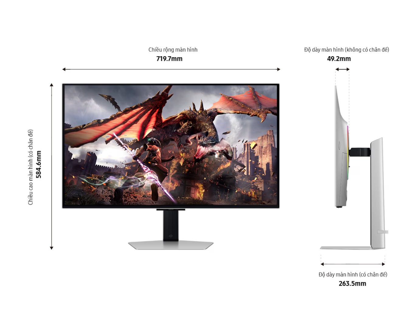 Màn Hình Gaming Samsung Odyssey OLED G8 G80SDF LS32DG802SEXXV (32Inch, OLED, 4K, 240Hz, 0.03ms) - Hàng chính hãng