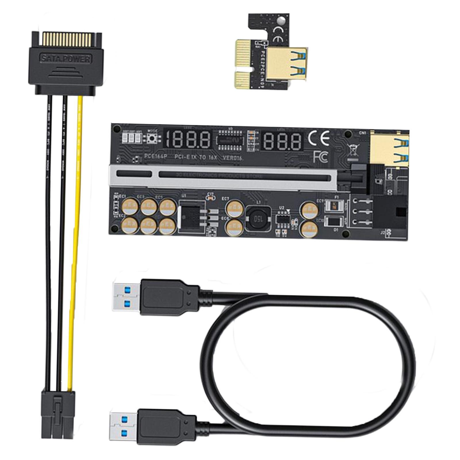 PCIe Riser Adapter Card, 1x to 16x Multiplier Graphics Card Enhanced PCIe for Computer